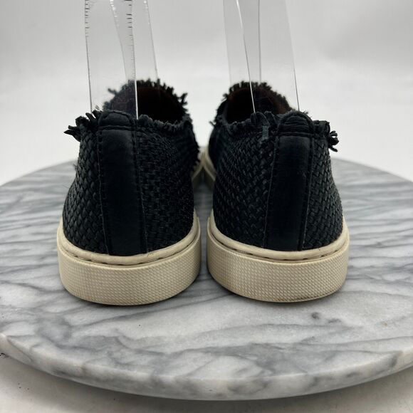 Frye Ivy Weave Sneakers Womens 8 Black Leather Slip On Casual Laceless Shoes - Picture 5 of 11